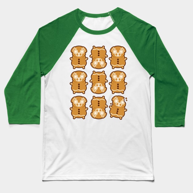 Gingerbread Puglie Baseball T-Shirt by Puglie Pug 